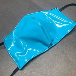 Handmade Turquoise Blue Face Mask Wet Look PVC Vinyl Cosplay Costume Rave Mens